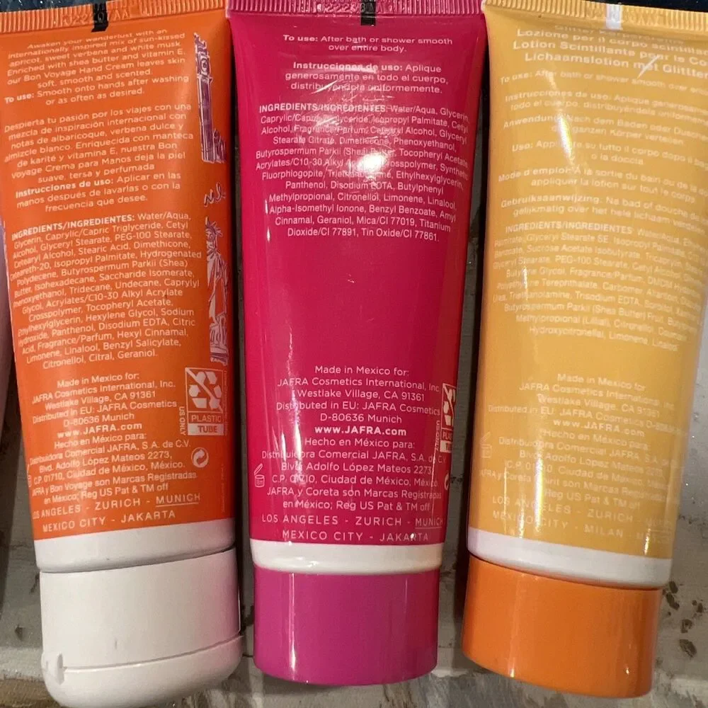 (5) JAFRA Bon Voyage Coreta Glitter Sexy Double Natura Eau D’aromes Hand Creams
